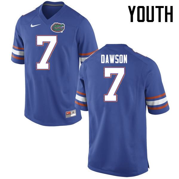 Youth NCAA Florida Gators Duke Dawson #7 Stitched Authentic Nike Blue College Football Jersey NWF8365DL